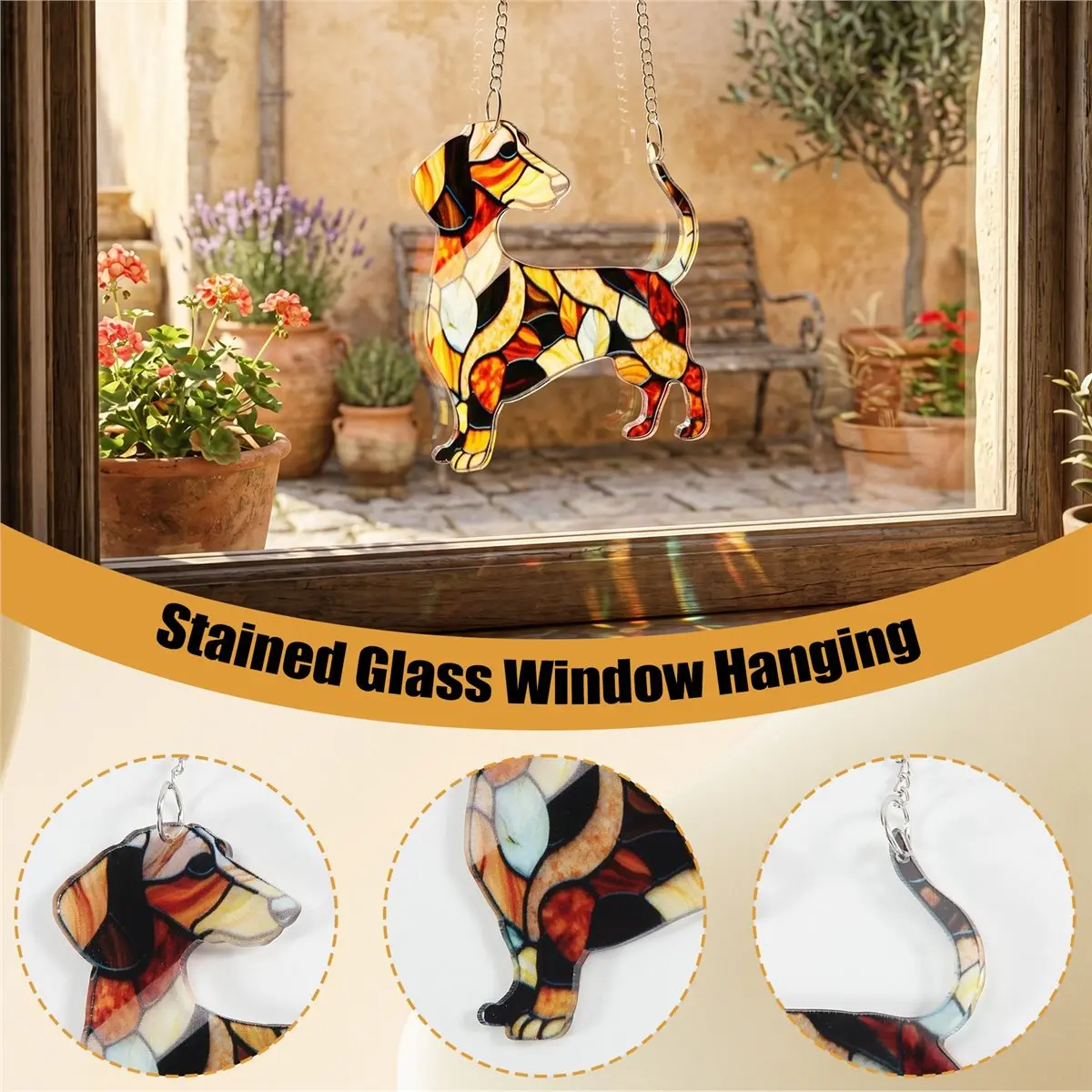 L! DT970^Dachshund Window Hanging Sun Catchers Indoor Outdoor Window Dachshund Dog Stain Glass Window Ornament 9CM
L! DT970^Dachshund Window Hanging Sun Catchers Indoor Outdoor Window Dachshund Dog Stain Glass Window Ornament 9CM
