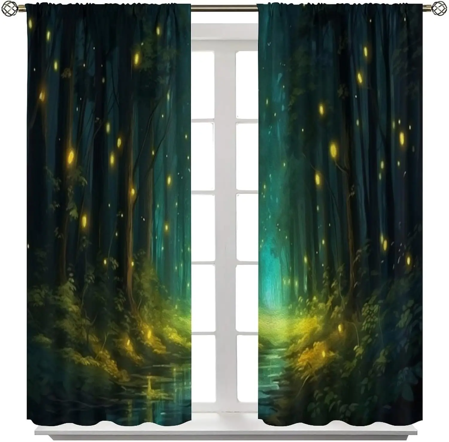 Шторы «Волшебный лес» – светящиеся светлячки и туманные деревья в ночном пейзаже, портьеры с карманами для крепления на карнизе для спальни или гостиной
Шторы «Волшебный лес» – светящиеся светлячки и туманные деревья в ночном пейзаже, портьеры с карманами для крепления на карнизе для спальни или гостиной