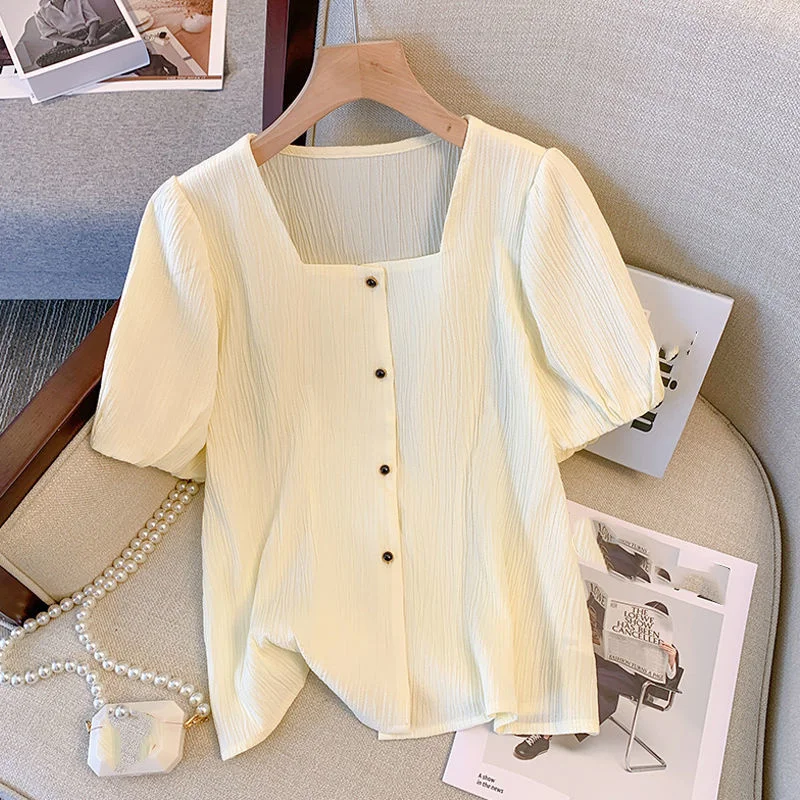 Plus Size plus Size Women's irt Summer Loose ort Sve Square Collar Doll Top Student Versatile Ele Bubble Sve Casual Wear
Plus Size plus Size Women's irt Summer Loose ort Sve Square Collar Doll Top Student Versatile Ele Bubble Sve Casual Wear