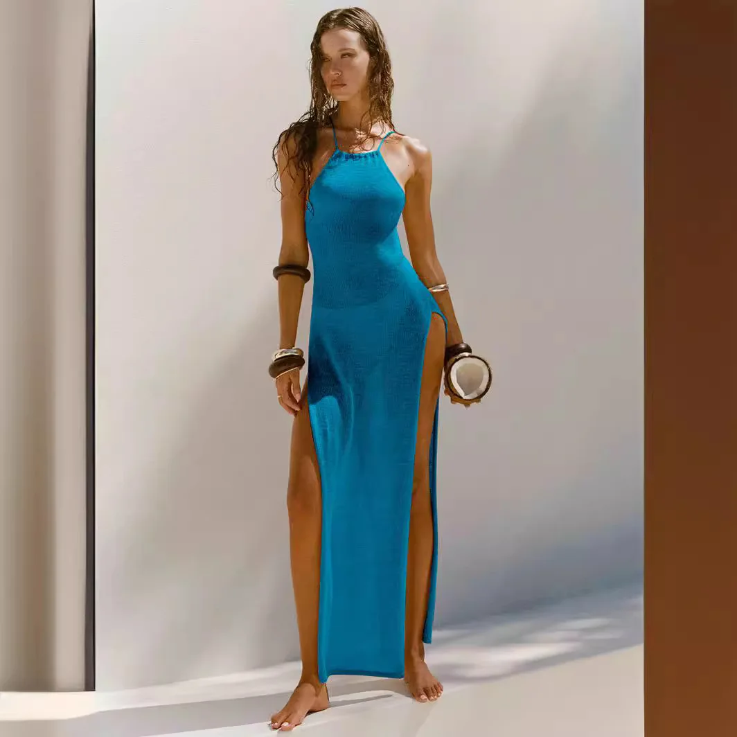 Вязаное пляжное платье, сексуальное прозрачное облегающее летнее платье с разрезом, бикини, элегантное пляжное платье с лямкой на шее
Вязаное пляжное платье, сексуальное прозрачное облегающее летнее платье с разрезом, бикини, элегантное пляжное платье с лямкой на шее