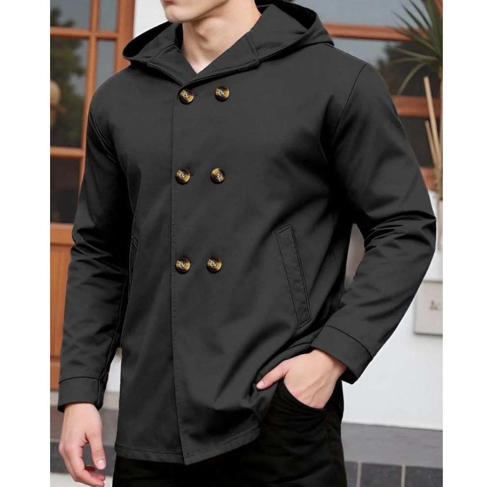 Мужской двубортный плащ средней длины с капюшоном, однотонное, стильное, легкое, прочное, мужское пальто
Мужской двубортный плащ средней длины с капюшоном, однотонное, стильное, легкое, прочное, мужское пальто
