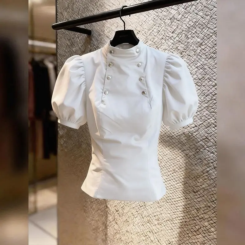 French petty bourgeoisie top 2026 summer light ripe niche important occasion beautiful giant thin khaki short-sleeved shirt
French petty bourgeoisie top 2026 summer light ripe niche important occasion beautiful giant thin khaki short-sleeved shirt
