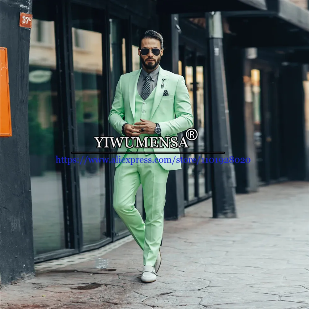Apple Green Suits Men Slim Fit Business Outdoor Wear 3 Pieces Groomsmen Tuxedo Single Breasted Jacket+Waitcoat+Pants Custom Made
Apple Green Suits Men Slim Fit Business Outdoor Wear 3 Pieces Groomsmen Tuxedo Single Breasted Jacket+Waitcoat+Pants Custom Made