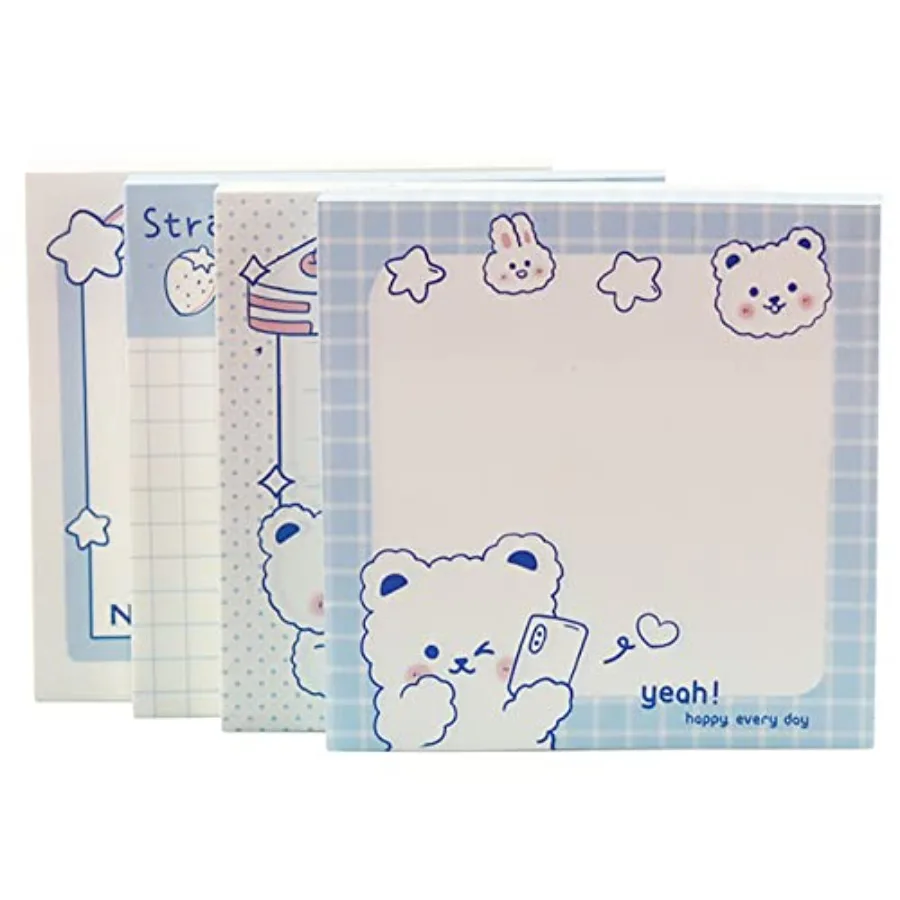 4 Pack Cute Sticky Notes Kawaii Sticky Notes Memo Pads 3.1x3.1 Inch Fresh Bear Series Self-Stick Note Pads for Girls Boys Stude
4 Pack Cute Sticky Notes Kawaii Sticky Notes Memo Pads 3.1x3.1 Inch Fresh Bear Series Self-Stick Note Pads for Girls Boys Stude