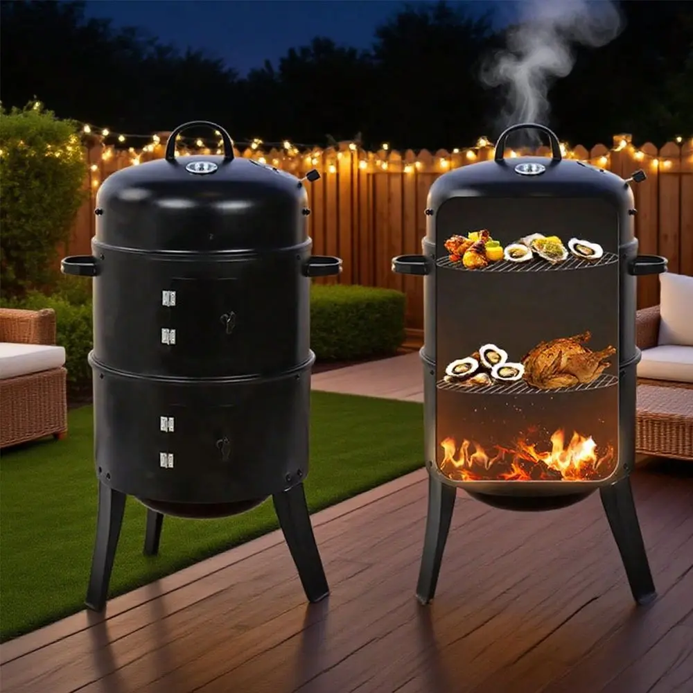Smoker, 16 Inch Heavy Duty Grill With 2 Cooking Area And Thermometer, 4 In 1 Vertical Smokers Grill For Outdoor Camping Backyar
Smoker, 16 Inch Heavy Duty Grill With 2 Cooking Area And Thermometer, 4 In 1 Vertical Smokers Grill For Outdoor Camping Backyar