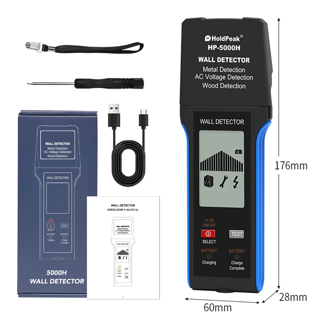 3 in 1 Wall Detector Stud Finder Metal Wood AC Live Wire Scanner with Rechargeable Battery Type C for Home DIY Renovation
3 in 1 Wall Detector Stud Finder Metal Wood AC Live Wire Scanner with Rechargeable Battery Type C for Home DIY Renovation