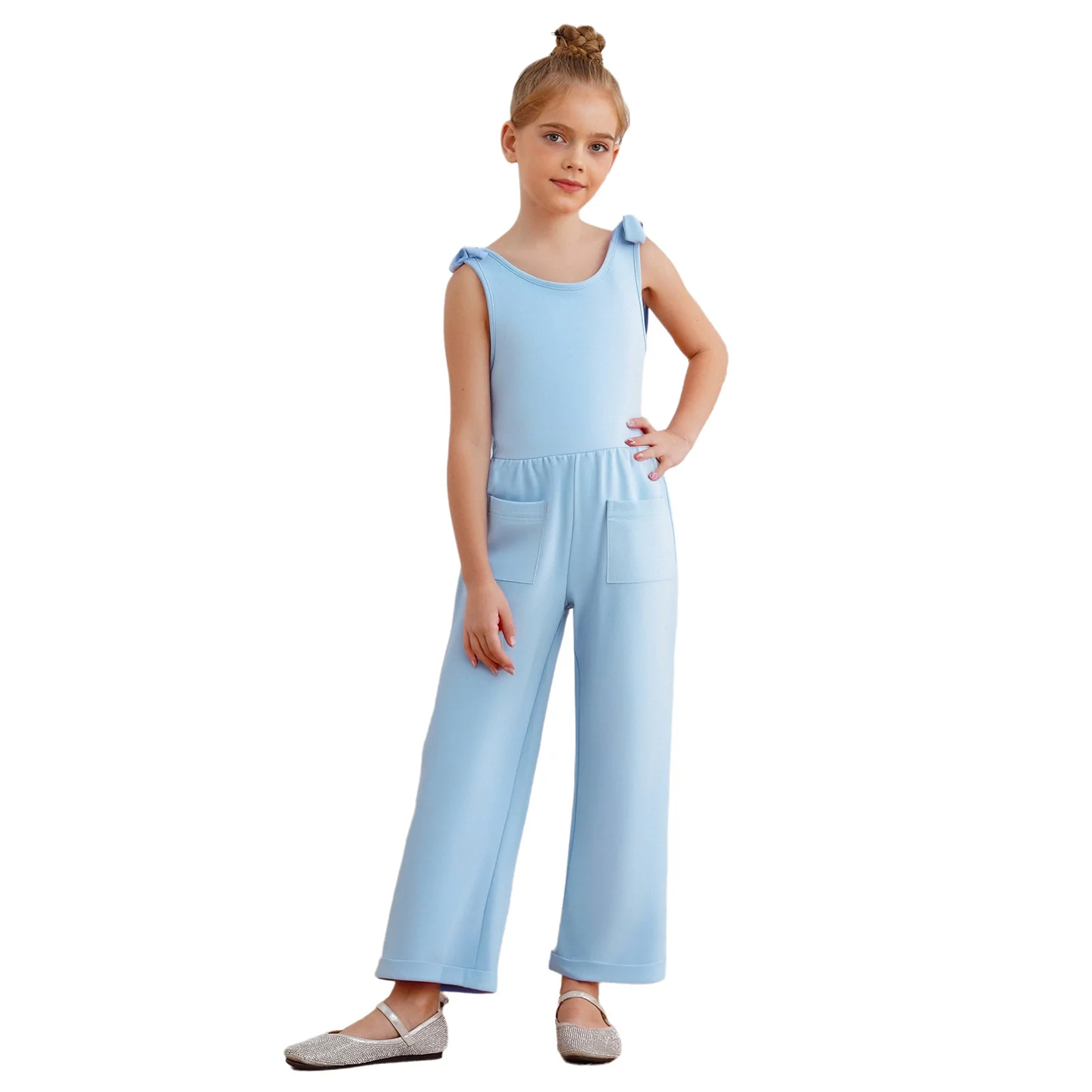 Kids Girls Jumpsuit Casual Clothes Cute Bowknot Wide Shoulder Straps Wide-Leg Rompers with Pockets for Birthday Park Holiday
Kids Girls Jumpsuit Casual Clothes Cute Bowknot Wide Shoulder Straps Wide-Leg Rompers with Pockets for Birthday Park Holiday