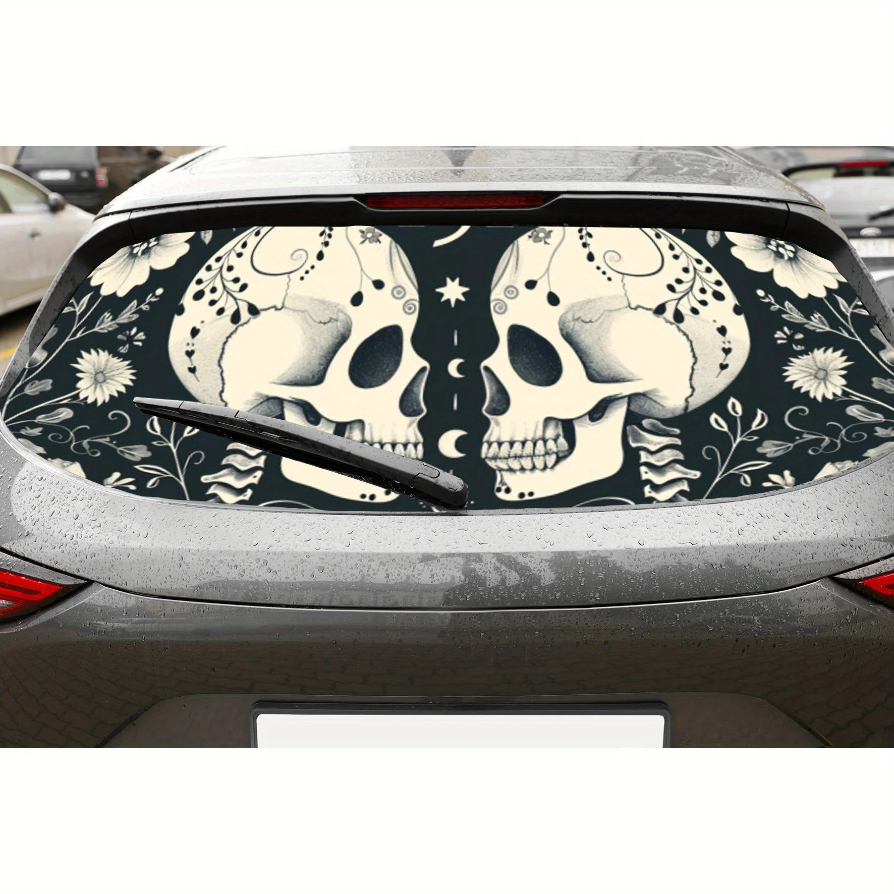 Romantic Skull and Flower PVC Perforated Car Vinyl Wraps, Privacy Enhancing Design for Rear Window, Car Rear Windshield Sticker
Romantic Skull and Flower PVC Perforated Car Vinyl Wraps, Privacy Enhancing Design for Rear Window, Car Rear Windshield Sticker