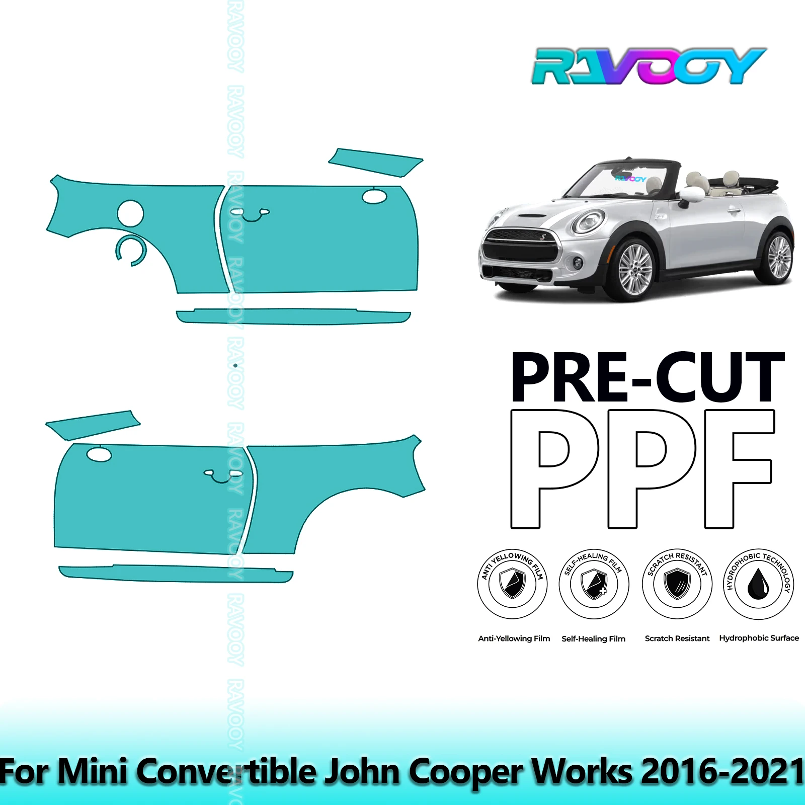For Mini Convertible John Cooper Works 2016-2021 8.5mil Pre-Cut PPF Door & A/B Pillar Kit TPU Paint Protection Film Set
For Mini Convertible John Cooper Works 2016-2021 8.5mil Pre-Cut PPF Door & A/B Pillar Kit TPU Paint Protection Film Set