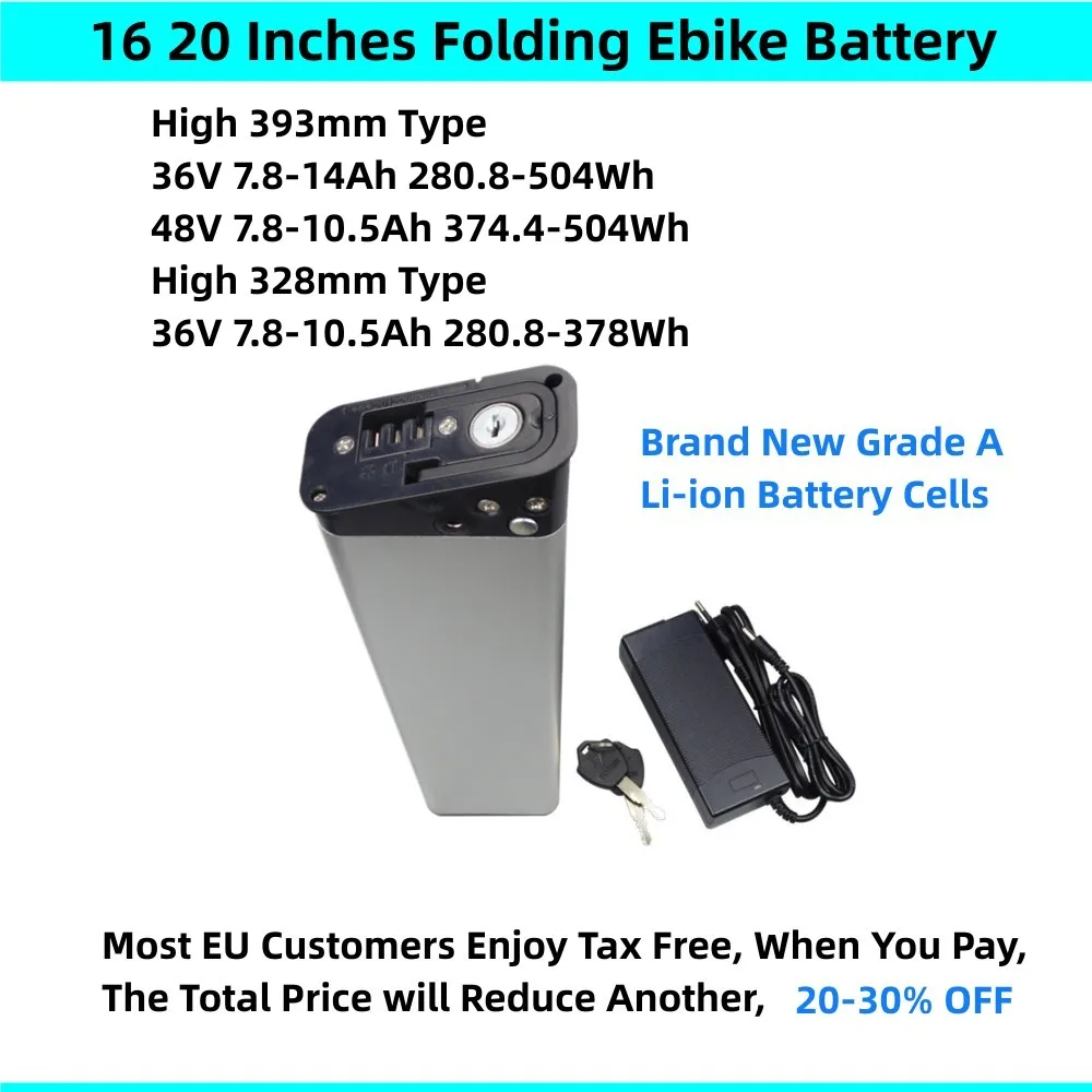20 Inch Folding Ebike Battery 36V 7.8Ahead 8Ah 8.8Ah 10Ah 10.4Ah 14Ah Compatible for Ancheer iFold 20 i-bike E-bike Battery
20 Inch Folding Ebike Battery 36V 7.8Ahead 8Ah 8.8Ah 10Ah 10.4Ah 14Ah Compatible for Ancheer iFold 20 i-bike E-bike Battery