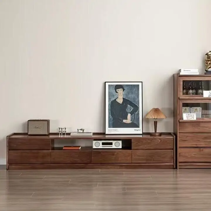 North American black walnut solid wood TV cabinet, modern minimalist cherry wood living room multifunctional storage TV cabinet
North American black walnut solid wood TV cabinet, modern minimalist cherry wood living room multifunctional storage TV cabinet