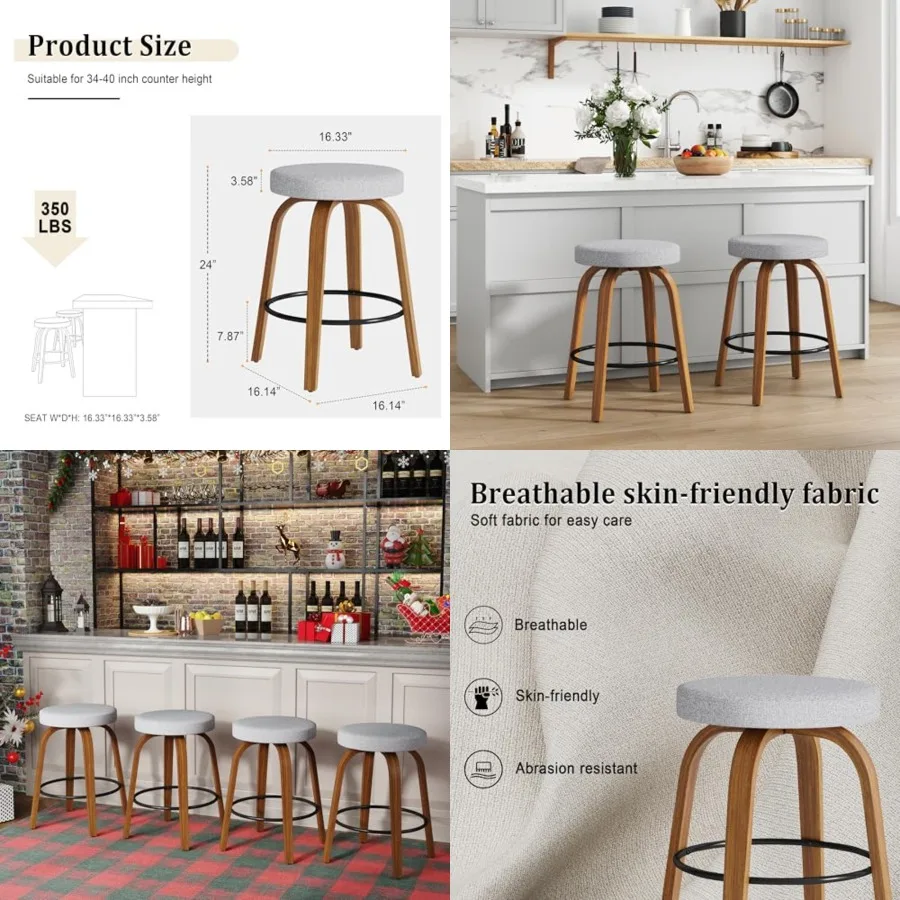 Swivel Bar Stools Set of 2, Counter Height Backless Bar Stools with Fabric Upholstered Seat, Curved Wood Legs and Footrest for
Swivel Bar Stools Set of 2, Counter Height Backless Bar Stools with Fabric Upholstered Seat, Curved Wood Legs and Footrest for