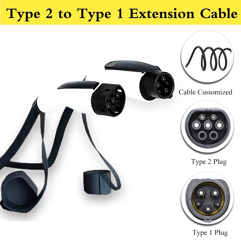 Electric Car Extension cable 3m 5m Female Type 2 to Type 1 Plug 16A 32A EVSE tesla EV vehicle Charging
Electric Car Extension cable 3m 5m Female Type 2 to Type 1 Plug 16A 32A EVSE tesla EV vehicle Charging