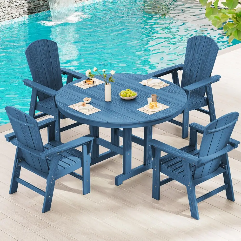 5Piece Patio Dining Sets, HDPE Outdoor Table and Chairs Furniture Set, 45 Round Dining Table and 4 Adirondack Dining Chair, Nav
5Piece Patio Dining Sets, HDPE Outdoor Table and Chairs Furniture Set, 45 Round Dining Table and 4 Adirondack Dining Chair, Nav