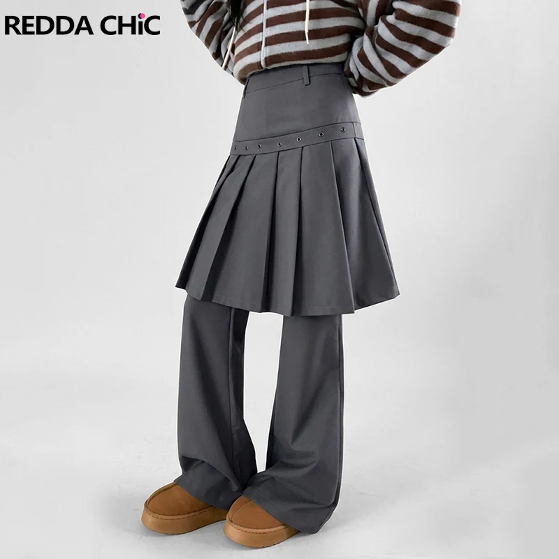REDDACHiC Layered Eyelet Skirt Pants 2-IN-1 Fashion Retro Solid Bootcut Pleated Casual Wide Leg Trousers Formal Women Bottoms
REDDACHiC Layered Eyelet Skirt Pants 2-IN-1 Fashion Retro Solid Bootcut Pleated Casual Wide Leg Trousers Formal Women Bottoms