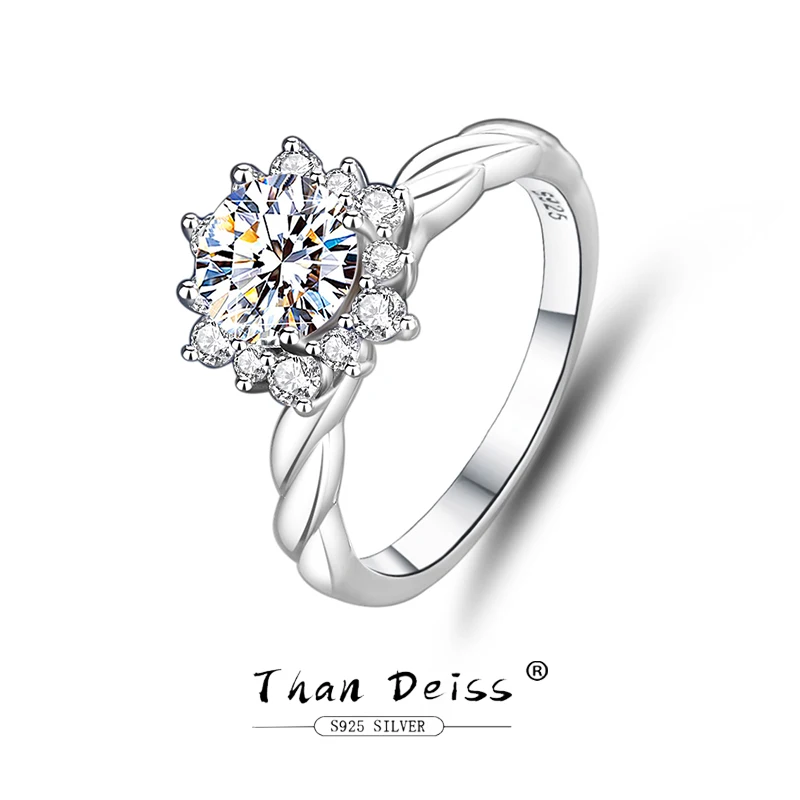 1 Carat Moissanite Sunflower Ring S925 Silver Twisted Arm Shiny Flower Special Adjustable Proposal Band Nice Women Jewelry Gift
1 Carat Moissanite Sunflower Ring S925 Silver Twisted Arm Shiny Flower Special Adjustable Proposal Band Nice Women Jewelry Gift