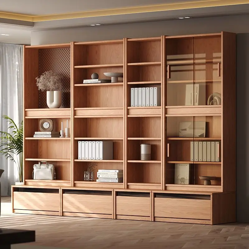 PYH retro simple Solid wood oak card seat bookcase combination glass locker office study
PYH retro simple Solid wood oak card seat bookcase combination glass locker office study