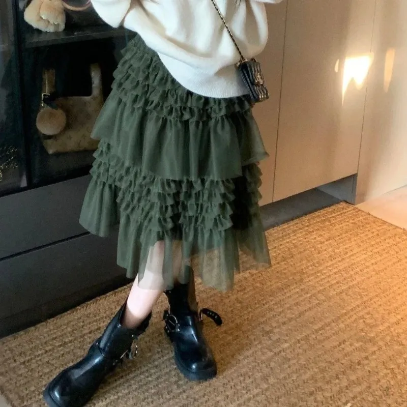 Women High Waist Multi Layer Tulle Ruffle A Line Midi Skirt
Women High Waist Multi Layer Tulle Ruffle A Line Midi Skirt
