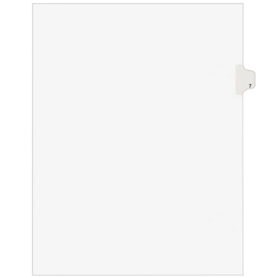 Unpunched Legal Exhibit Dividers, Style Helvetica Bold Type, Letter Size, Individual Side Tab #7, 25 Total 11917
Unpunched Legal Exhibit Dividers, Style Helvetica Bold Type, Letter Size, Individual Side Tab #7, 25 Total 11917