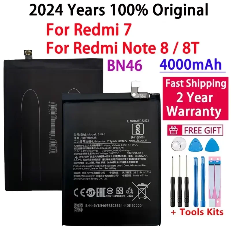 Battery For Xiaomi Redmi Note 8, 8T, Note8, Note8T, Redmi 7, Replacement Batteries, BN46, 4000mAh, Original, 2024
Battery For Xiaomi Redmi Note 8, 8T, Note8, Note8T, Redmi 7, Replacement Batteries, BN46, 4000mAh, Original, 2024