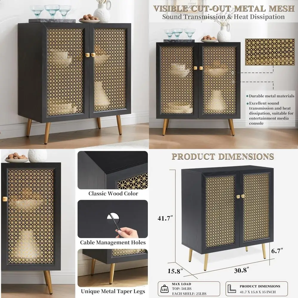 Modern Black Metal Door Sideboard Buffet Cabinet, Free Standing Decorative Accent Furniture for Small Spaces
Modern Black Metal Door Sideboard Buffet Cabinet, Free Standing Decorative Accent Furniture for Small Spaces