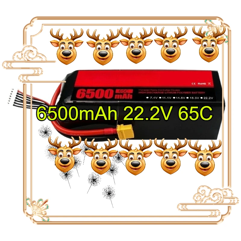 High-Performance Rechargeable Battery 6500mAh 22.2V 65C for RC Airplane Quadcopter Helicopter FPV Drones
High-Performance Rechargeable Battery 6500mAh 22.2V 65C for RC Airplane Quadcopter Helicopter FPV Drones