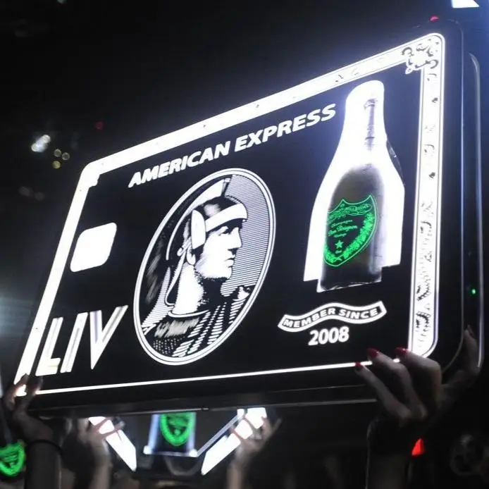 LED LIGHT AMEX BALLER EXPRESS BLACK CARD BOTTLE PRESENTER AMERICAN EXPRESS GLORIFIER CHAMPAGNE VODKA WHISKEY TEQUILA VIP SERVICE
LED LIGHT AMEX BALLER EXPRESS BLACK CARD BOTTLE PRESENTER AMERICAN EXPRESS GLORIFIER CHAMPAGNE VODKA WHISKEY TEQUILA VIP SERVICE