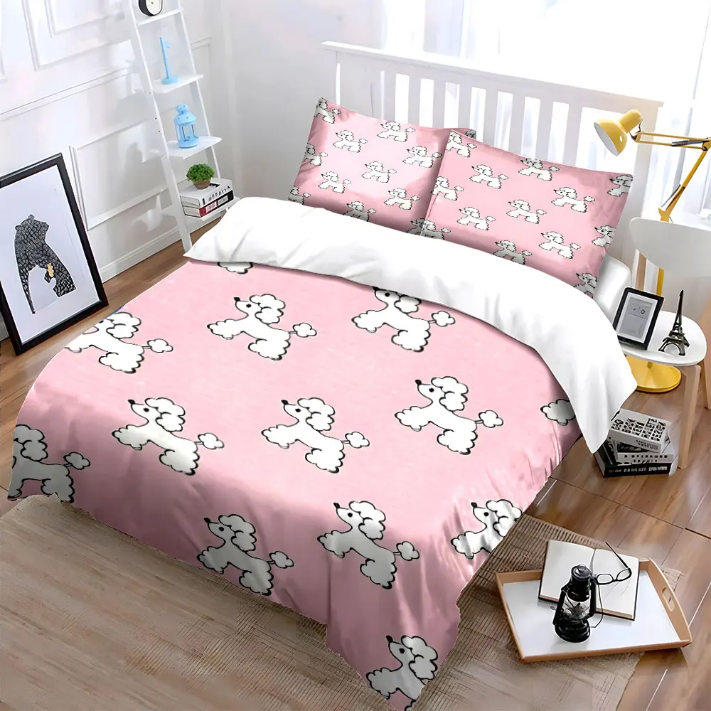 Cartoon Poodle Pink Set Decoration Soft Skin-Friendly Bedding Set Includes 1 Duvet Cover And 2 Pillowcase, Gift
Cartoon Poodle Pink Set Decoration Soft Skin-Friendly Bedding Set Includes 1 Duvet Cover And 2 Pillowcase, Gift