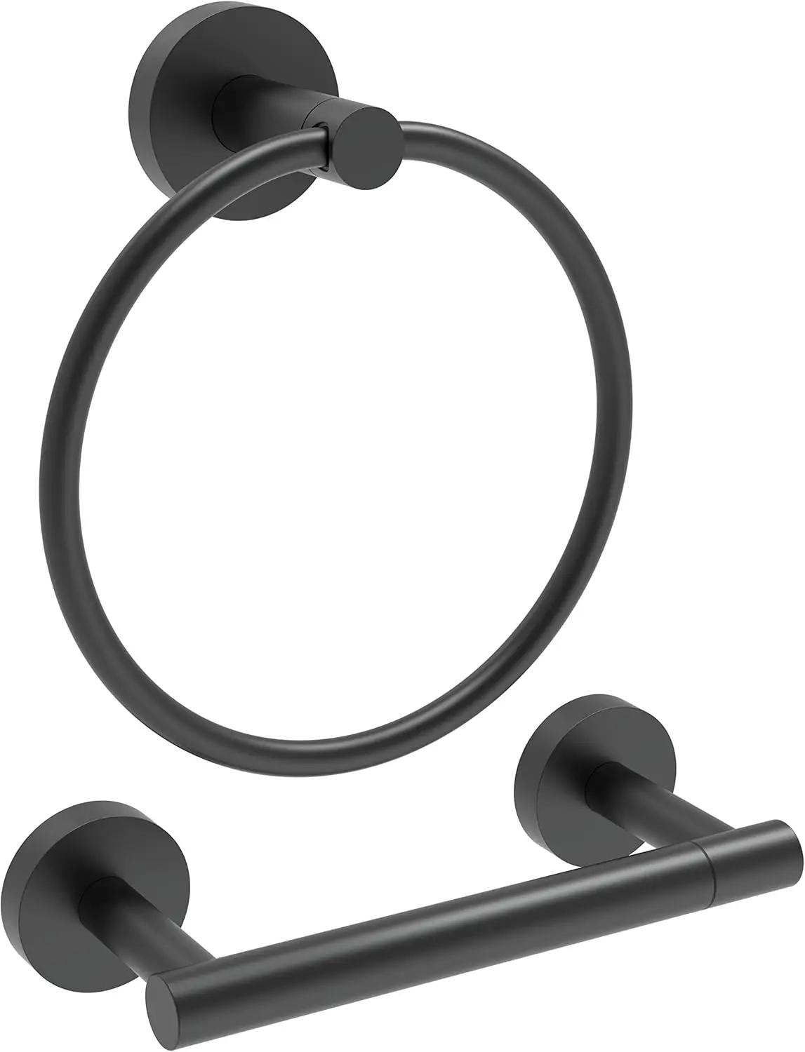 Matte Black Toilet Paper Holder & Towel Ring 2pc Bathroom Hardware Set with Double Post Pivoting Roll Holder Wall Mount
Matte Black Toilet Paper Holder & Towel Ring 2pc Bathroom Hardware Set with Double Post Pivoting Roll Holder Wall Mount
