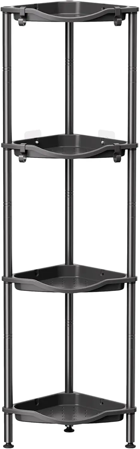 4-Tier Floor Shower Caddy, Adjustable Black Shower Rack with Hooks, Rustproof Corner Organizer
4-Tier Floor Shower Caddy, Adjustable Black Shower Rack with Hooks, Rustproof Corner Organizer