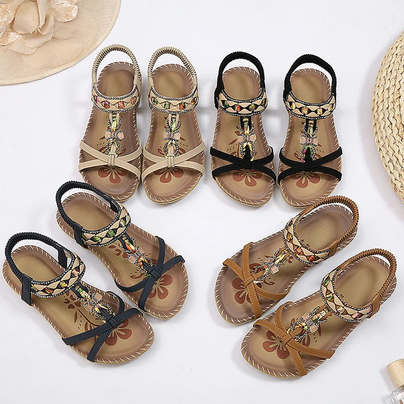 Summer Bohemian Style Women's Sandals Open-toe Beaded Rhinestone Buckle Beach Women's Slippers Woman's Shoes Sandalias De Mujer
Summer Bohemian Style Women's Sandals Open-toe Beaded Rhinestone Buckle Beach Women's Slippers Woman's Shoes Sandalias De Mujer