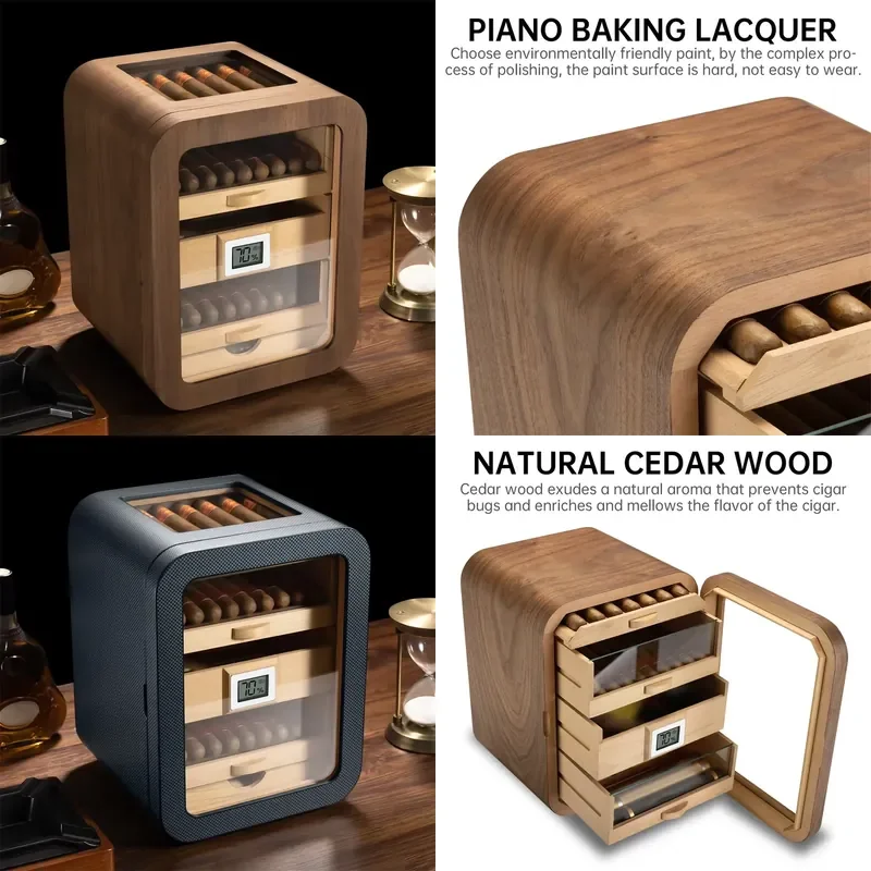 【CHIMU HOME】 Large Capacity Cigar Cabinet for Cigars Cedar Wood Cigar Humidor Stylish Curved Ebony Light New Design
【CHIMU HOME】 Large Capacity Cigar Cabinet for Cigars Cedar Wood Cigar Humidor Stylish Curved Ebony Light New Design