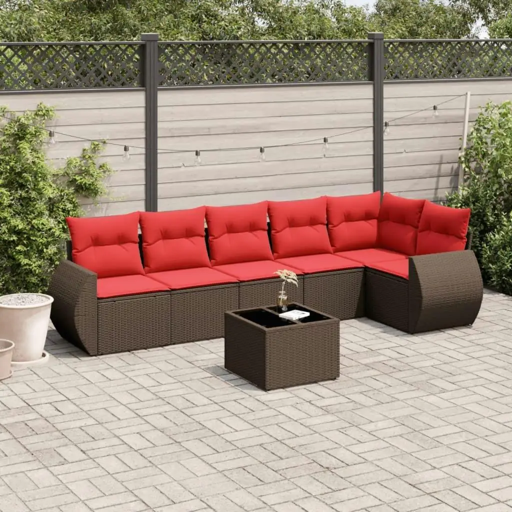 7 Piece Outdoor Patio Sofa Set with Cushions Brown Rattan Garden Furniture
7 Piece Outdoor Patio Sofa Set with Cushions Brown Rattan Garden Furniture