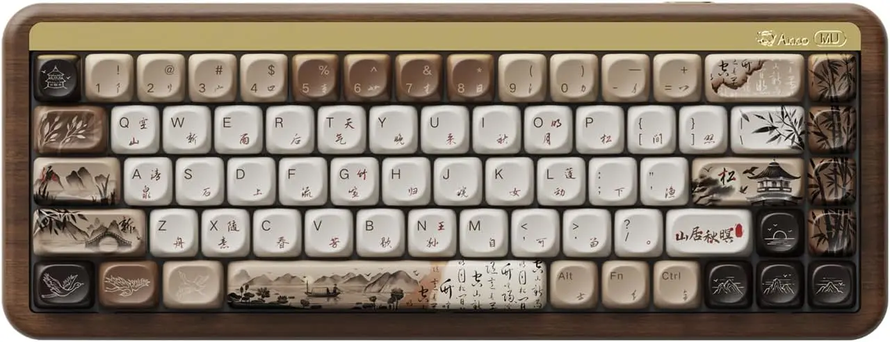 Mechanical Gaming Keyboard with Walnut Wooden Case, MU01 Mountain Seclusion 65% 68-Key RGB 2.4G Wireless/Bluetooth/Wired Hot-swa
Mechanical Gaming Keyboard with Walnut Wooden Case, MU01 Mountain Seclusion 65% 68-Key RGB 2.4G Wireless/Bluetooth/Wired Hot-swa