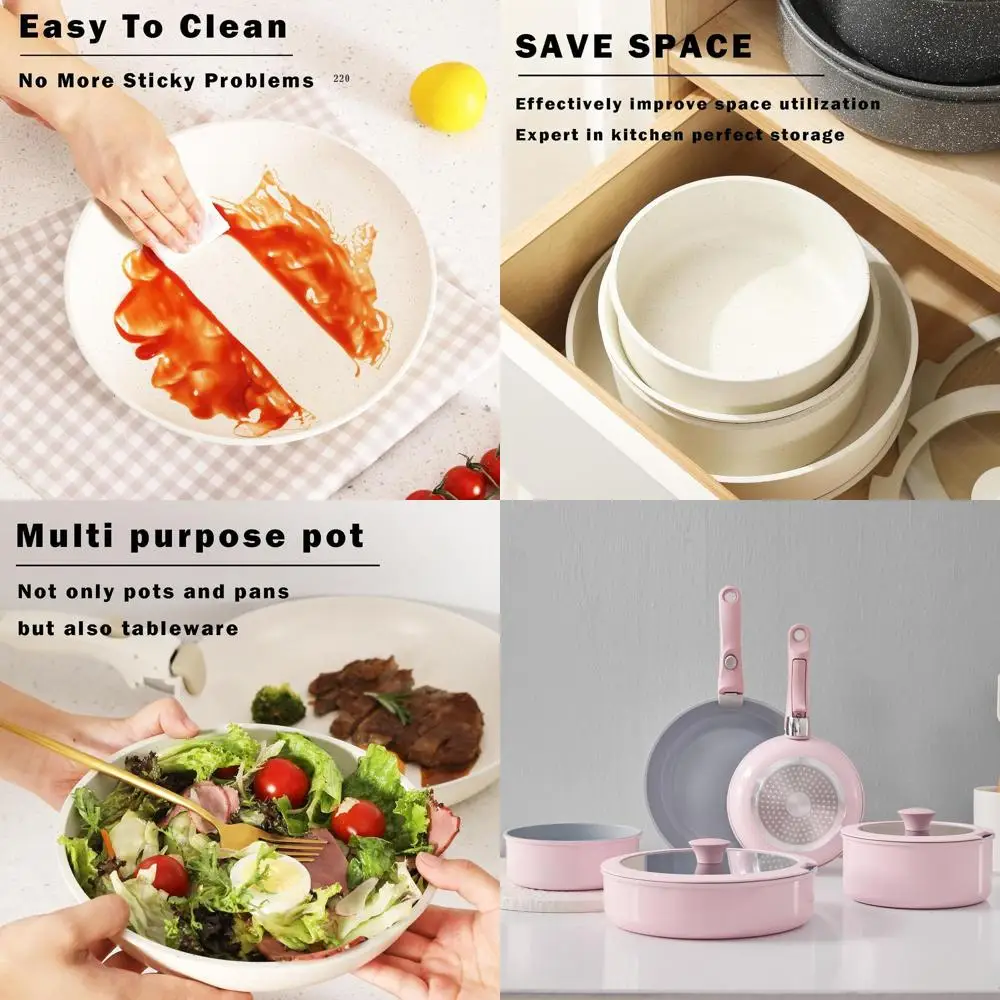 Ceramic Detachable Handle Cookware Set, Stackable Pots & Pans, Induction Compatible, Oven & Dishwasher Safe, PTFE/PFOA/PFOS Free
Ceramic Detachable Handle Cookware Set, Stackable Pots & Pans, Induction Compatible, Oven & Dishwasher Safe, PTFE/PFOA/PFOS Free