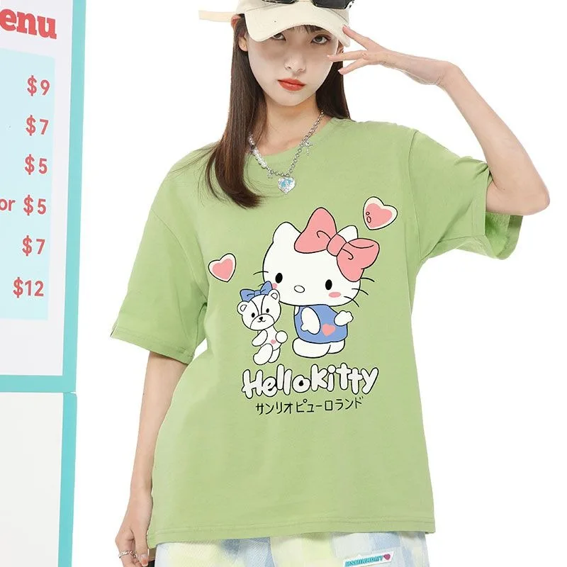 Sweet Hello Kitty Anime Kawaii Sanrio Ins Fashion Short Sleeve Shirt Cute Kt Cat Loose Print Clothes Hoodie Gifts for Girls
Sweet Hello Kitty Anime Kawaii Sanrio Ins Fashion Short Sleeve Shirt Cute Kt Cat Loose Print Clothes Hoodie Gifts for Girls
