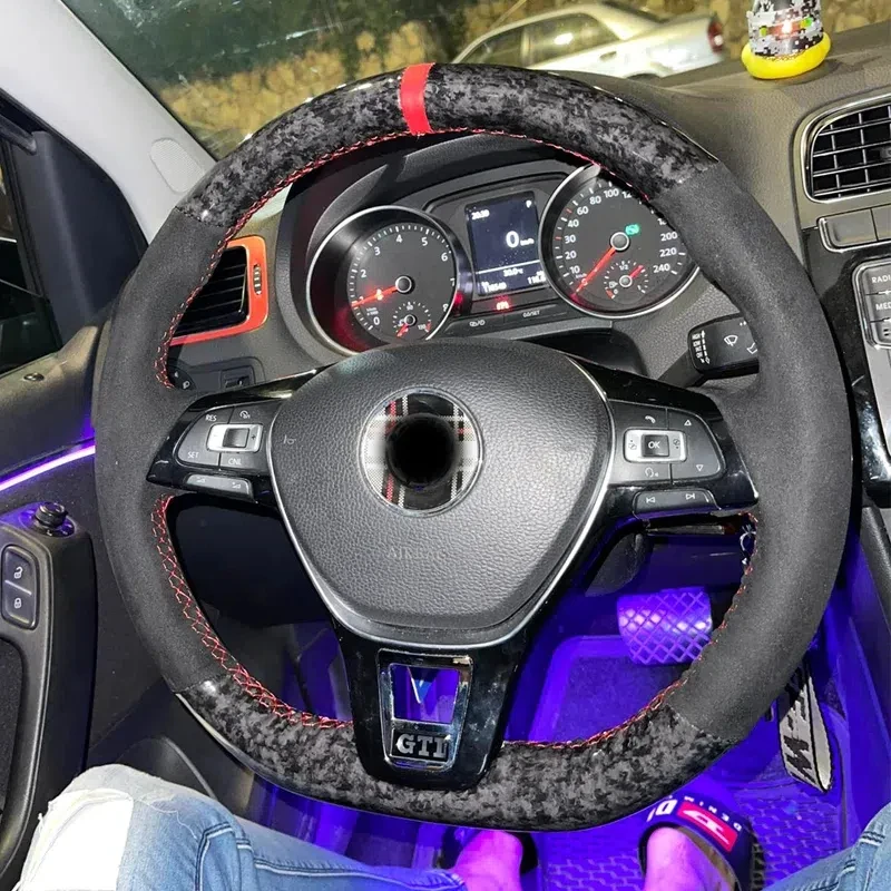 CARDAK Black Suede Forged Carbon Car Steering Wheel Cover For Volkswagen Golf Mk7 VW New Polo Jetta Passat B8
CARDAK Black Suede Forged Carbon Car Steering Wheel Cover For Volkswagen Golf Mk7 VW New Polo Jetta Passat B8