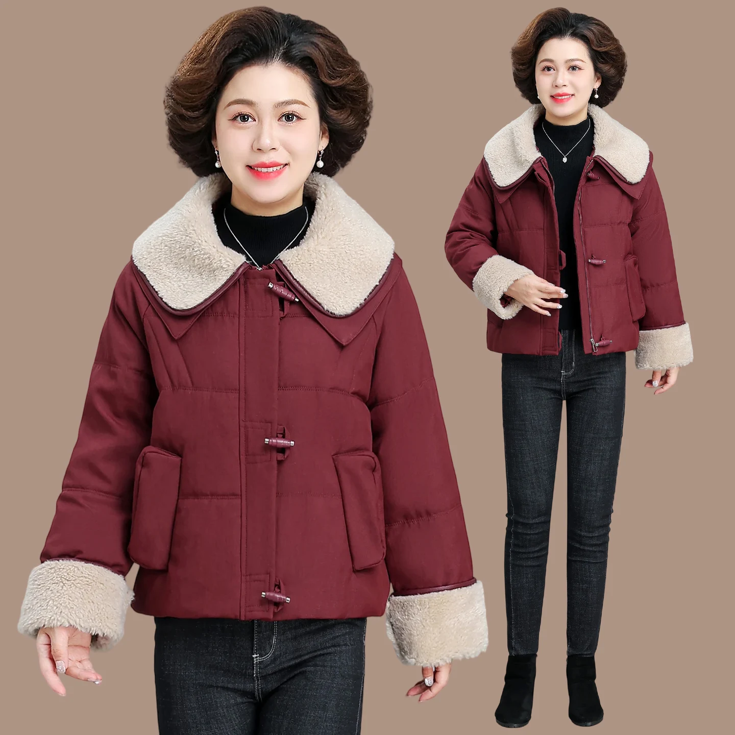 Faionable ort Women's Cotton Jaet Lamb Velvet Simulation Mom Coat Red Cotton Clothes for Middle-Aged And ly in Aut...
Faionable ort Women's Cotton Jaet Lamb Velvet Simulation Mom Coat Red Cotton Clothes for Middle-Aged And ly in Aut...