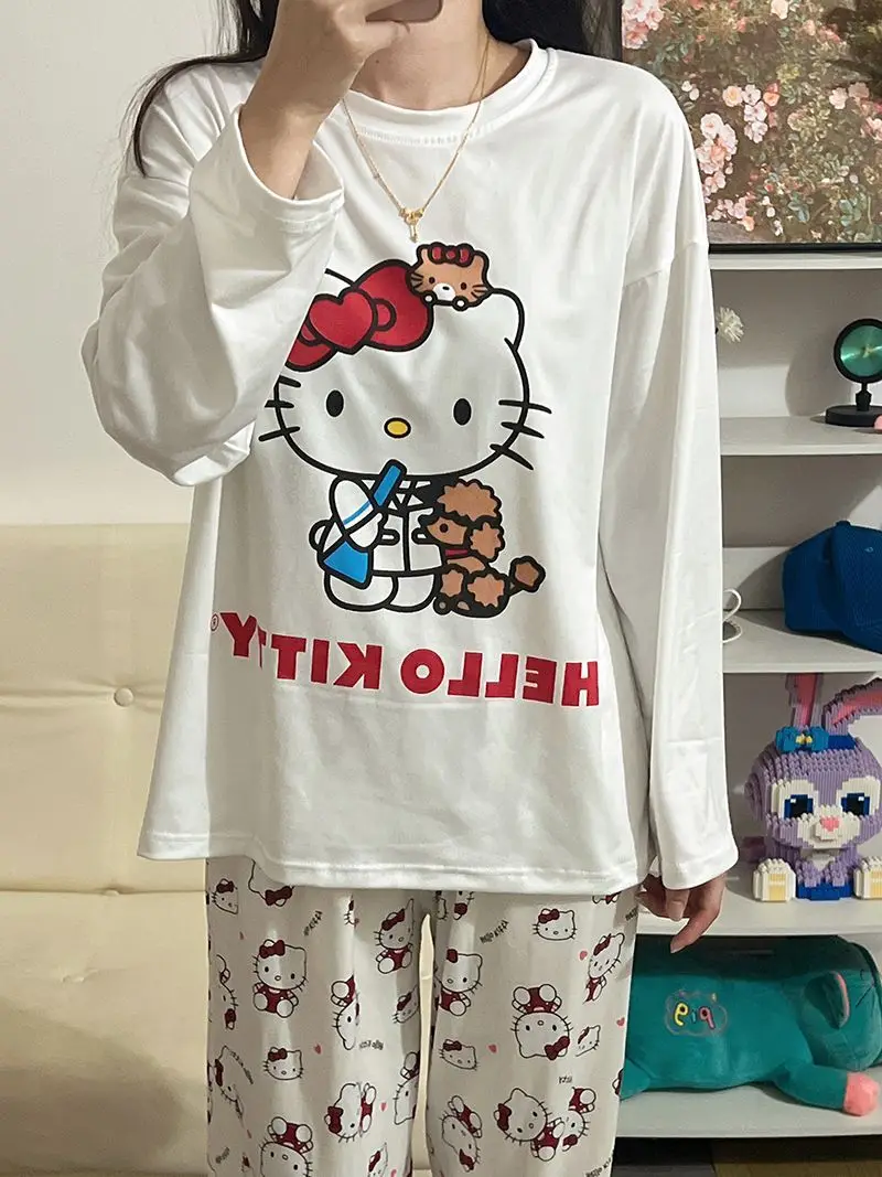Hello Kitty Long Sleeve Pajama Set All Season Comfortable Loungewear Wear Outside Home Soft Sleepwear Women Outfit
Hello Kitty Long Sleeve Pajama Set All Season Comfortable Loungewear Wear Outside Home Soft Sleepwear Women Outfit