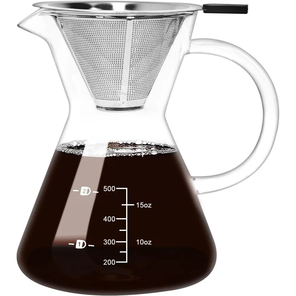 16.9oz 500ML Double Stainless Steel Coffee Maker with 4-Cup Pour Over Dripper for Perfect Extraction
16.9oz 500ML Double Stainless Steel Coffee Maker with 4-Cup Pour Over Dripper for Perfect Extraction