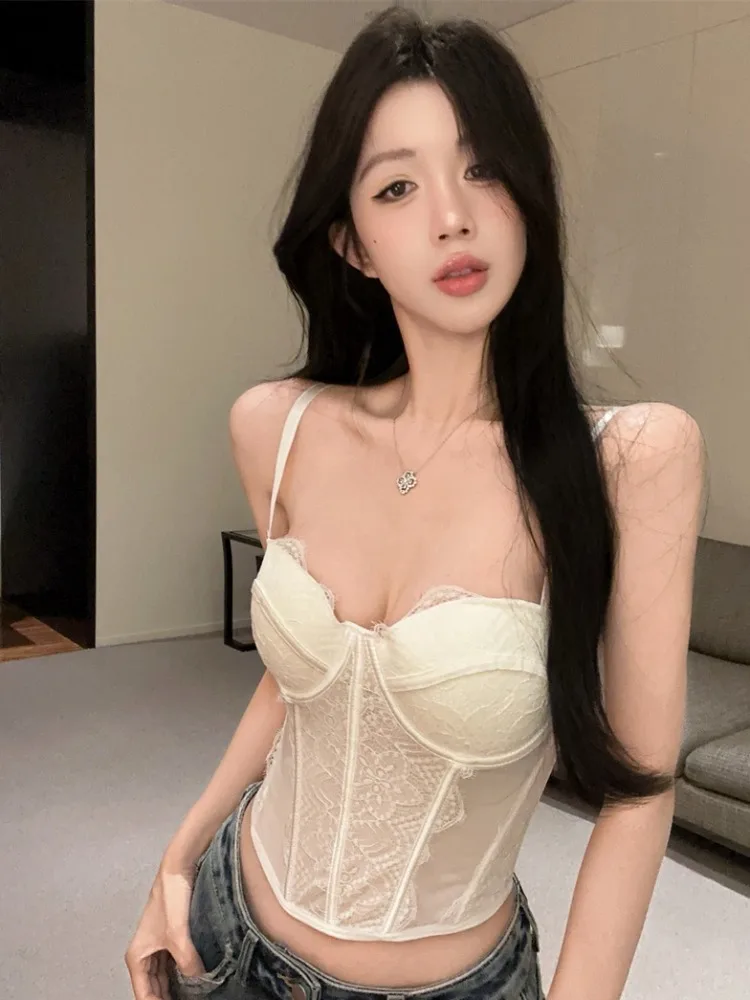 Sexy Slim Fit Fishbone Lace Splice Mesh Hollow out Strap Vest Women's Spring Summer New Style Short Top Citywalk Polyester Fiber
Sexy Slim Fit Fishbone Lace Splice Mesh Hollow out Strap Vest Women's Spring Summer New Style Short Top Citywalk Polyester Fiber