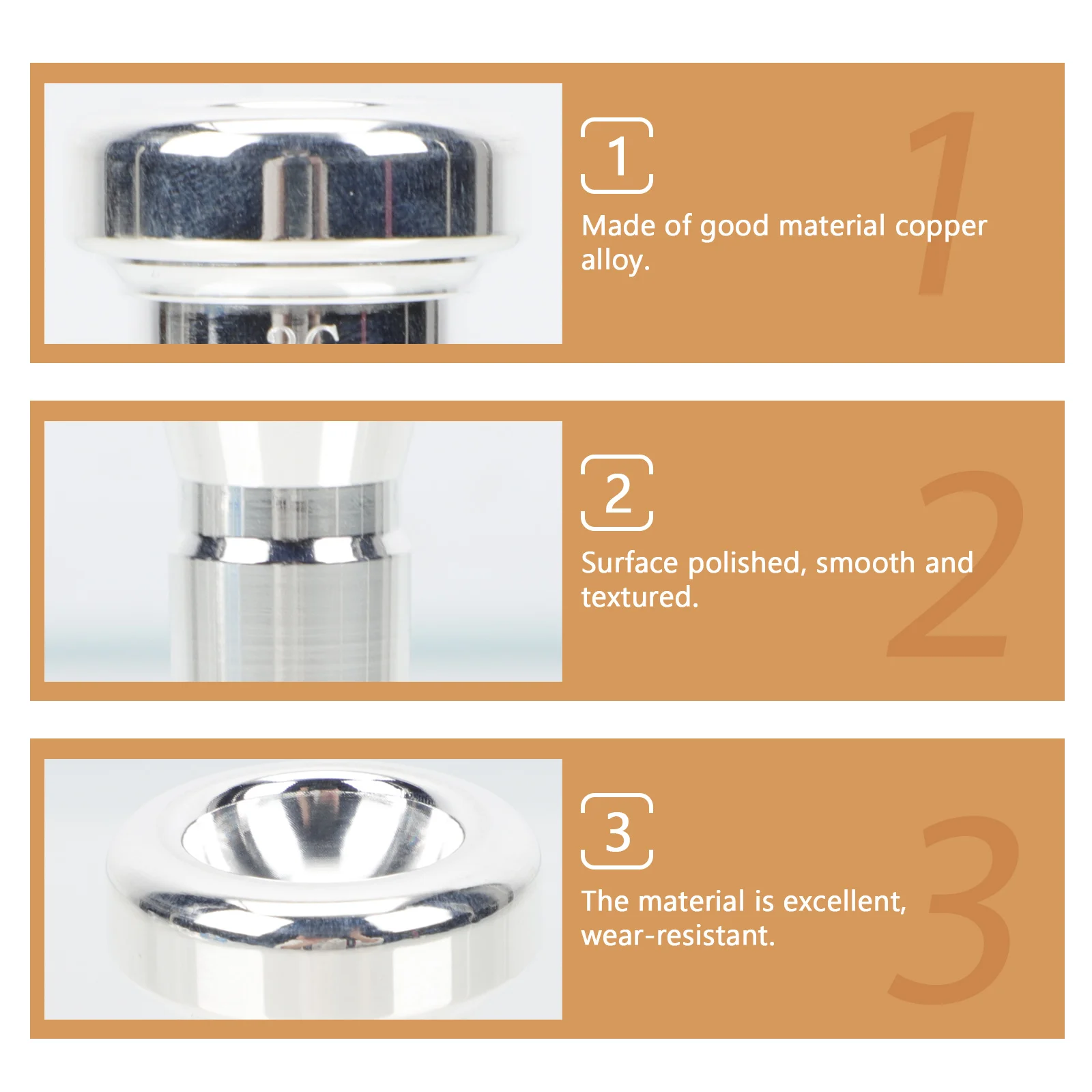 Nozzle Pipe Accessories Trumpet Practice Mouthpiece Replacement Durable Instrument Tool for Beginners Silver 
Nozzle Pipe Accessories Trumpet Practice Mouthpiece Replacement Durable Instrument Tool for Beginners Silver