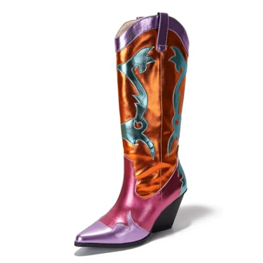Cape Robbin Women's Metallic Colorblock Cowboy Boots Mid Calf 3 Inch Heel - Multicolor Western Boots with Pointed Toe and Comfo
Cape Robbin Women's Metallic Colorblock Cowboy Boots Mid Calf 3 Inch Heel - Multicolor Western Boots with Pointed Toe and Comfo