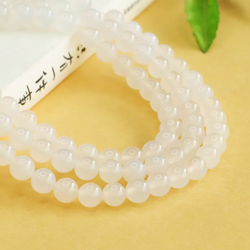 White chalcedony agate round beads long chain beads string work in progress DIY jewelry accessories
White chalcedony agate round beads long chain beads string work in progress DIY jewelry accessories