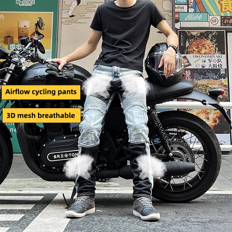 Motorcycle Outdoor Men's Pants Protective Equipment Riding Summer Breathable Pants Knee Protectors Off road Motorcycle Jeans
Motorcycle Outdoor Men's Pants Protective Equipment Riding Summer Breathable Pants Knee Protectors Off road Motorcycle Jeans