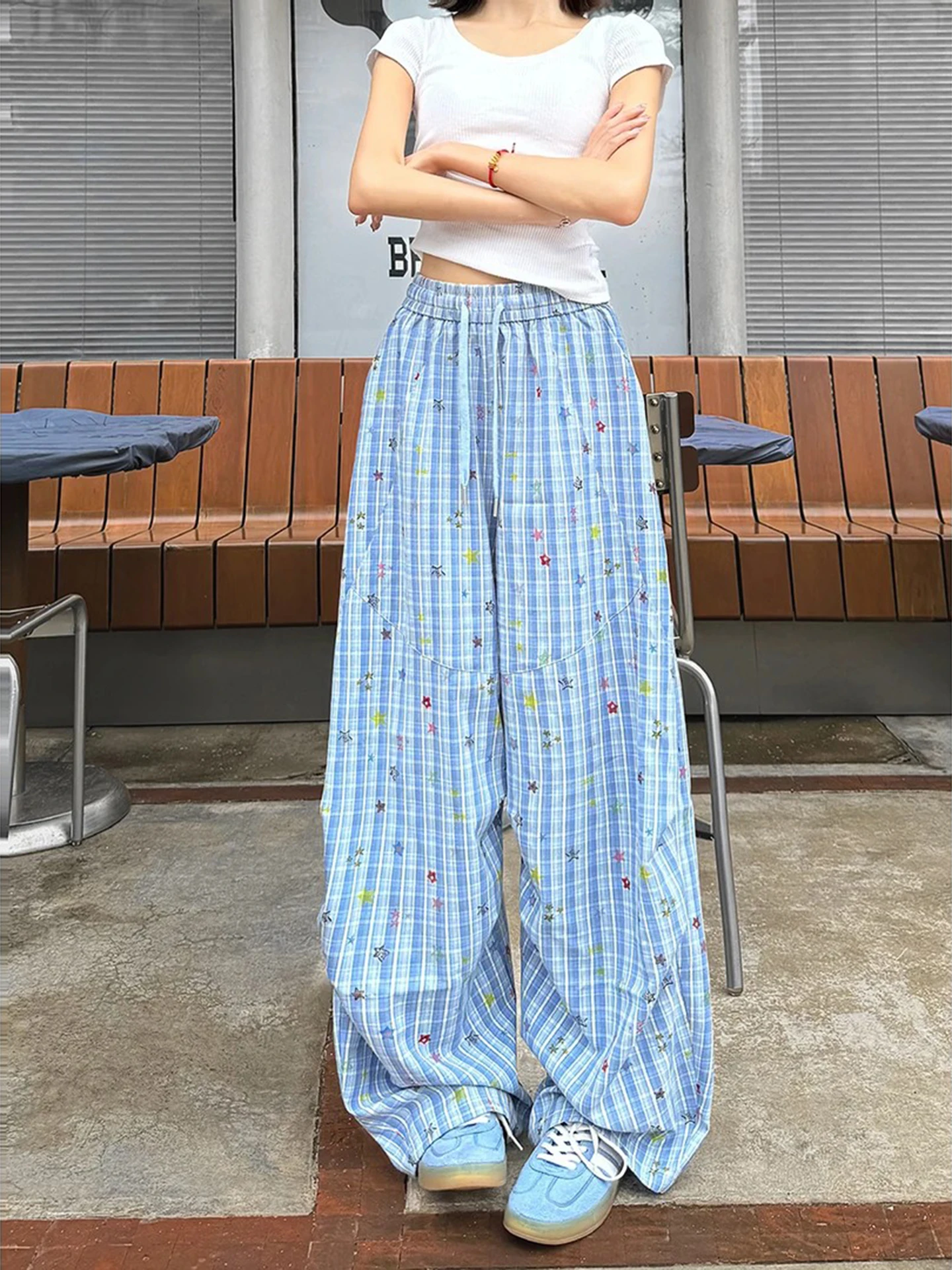 Blue Lazy Sle Plaid Pants Men's Autumn Thin Drape Wide Leg Loose Long Trousers Casual Straight Leg High Waist Elastic Waist
Blue Lazy Sle Plaid Pants Men's Autumn Thin Drape Wide Leg Loose Long Trousers Casual Straight Leg High Waist Elastic Waist