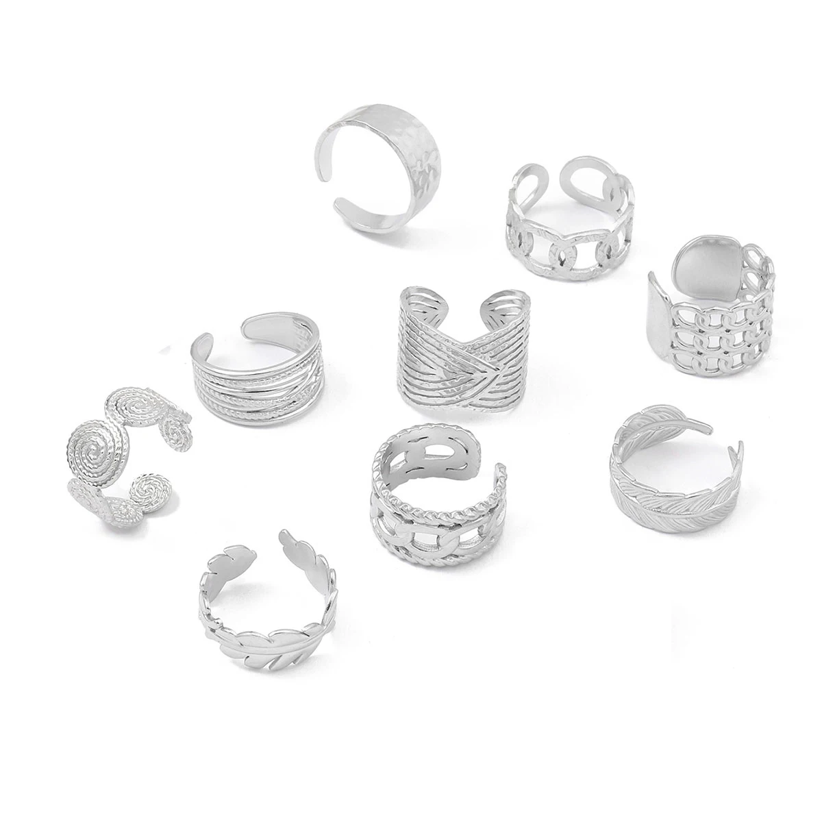 5Pcs/Lot Stainless Steel Hip Pop Flower Star Leaf Wide Ring Open C Adjustable Rings Women Men Jewelry Gift
5Pcs/Lot Stainless Steel Hip Pop Flower Star Leaf Wide Ring Open C Adjustable Rings Women Men Jewelry Gift