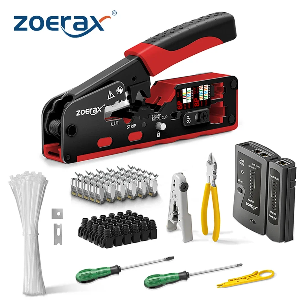 Комплект сетевых инструментов ZoeRax RJ45 Cat7 Cat6A, кабельный тестер, кусачки, лезвия Cat7, разъемы и ботинки, отвертки для кабельных стяжек
Комплект сетевых инструментов ZoeRax RJ45 Cat7 Cat6A, кабельный тестер, кусачки, лезвия Cat7, разъемы и ботинки, отвертки для кабельных стяжек