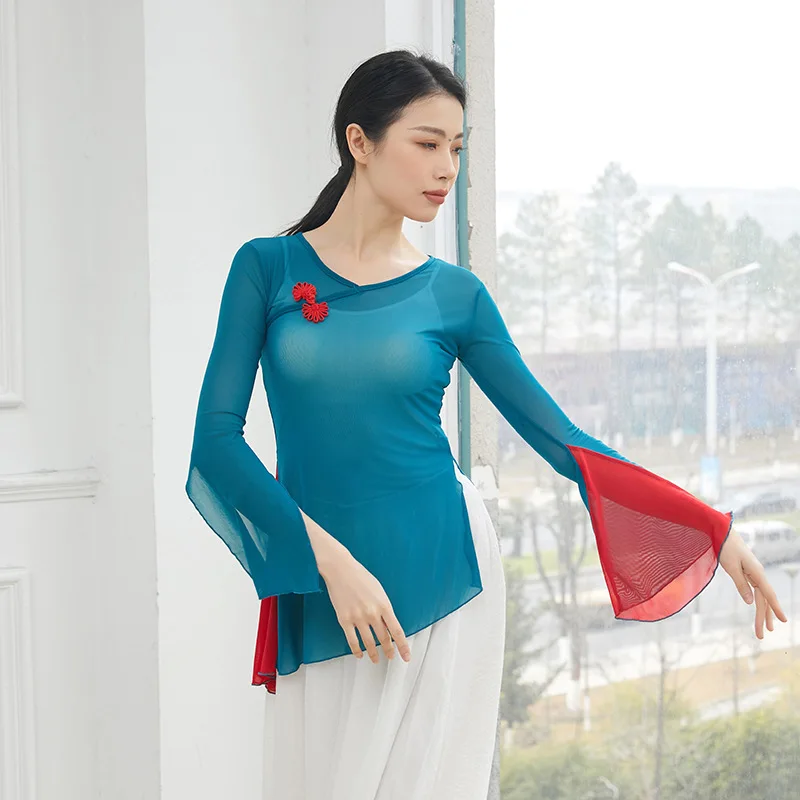 Classical dance national modern body rhythm performance clothes Chinese dance practice clothes color matching tops
Classical dance national modern body rhythm performance clothes Chinese dance practice clothes color matching tops