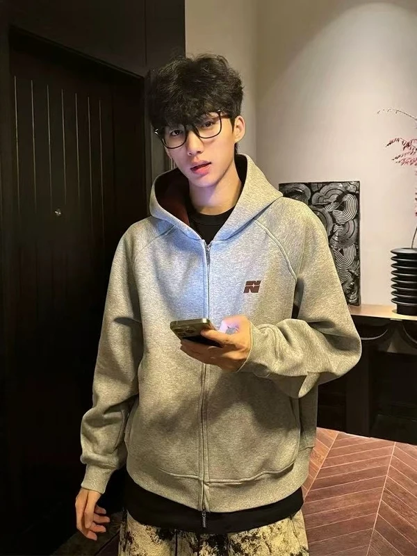 American Retro Casual Hooded Jaet ex Autumn Loose Leisure Couple's Zipper Coat Polyester Cotton Blend Long Sve
American Retro Casual Hooded Jaet ex Autumn Loose Leisure Couple's Zipper Coat Polyester Cotton Blend Long Sve